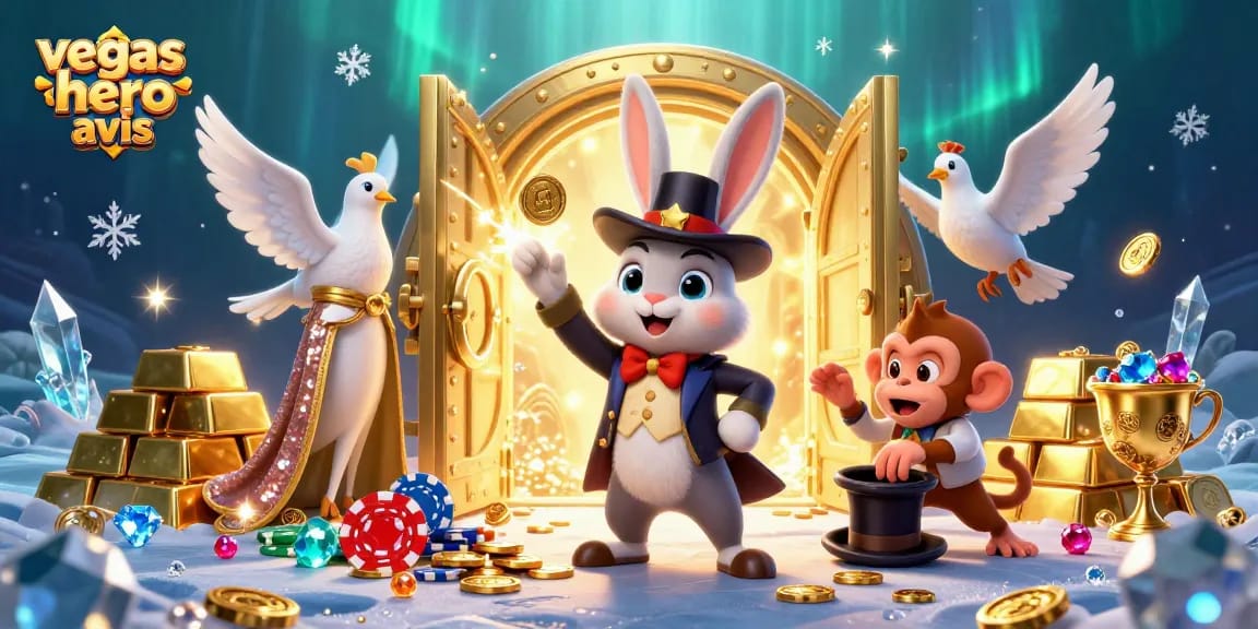 Revoyez vegas hero casino avis avec notre illustration riche et dynamique de magiciens et de trésors.