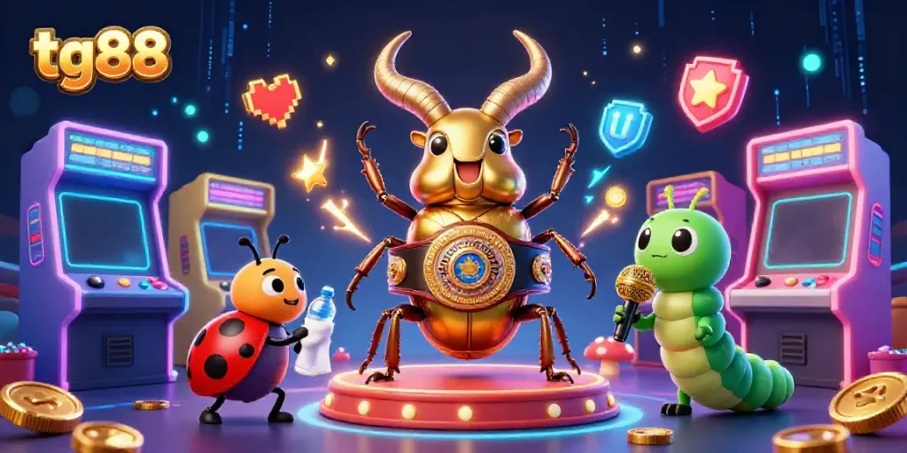 Engage with tg88's vibrant online casino atmosphere featuring unique 3D characters and gaming elements.