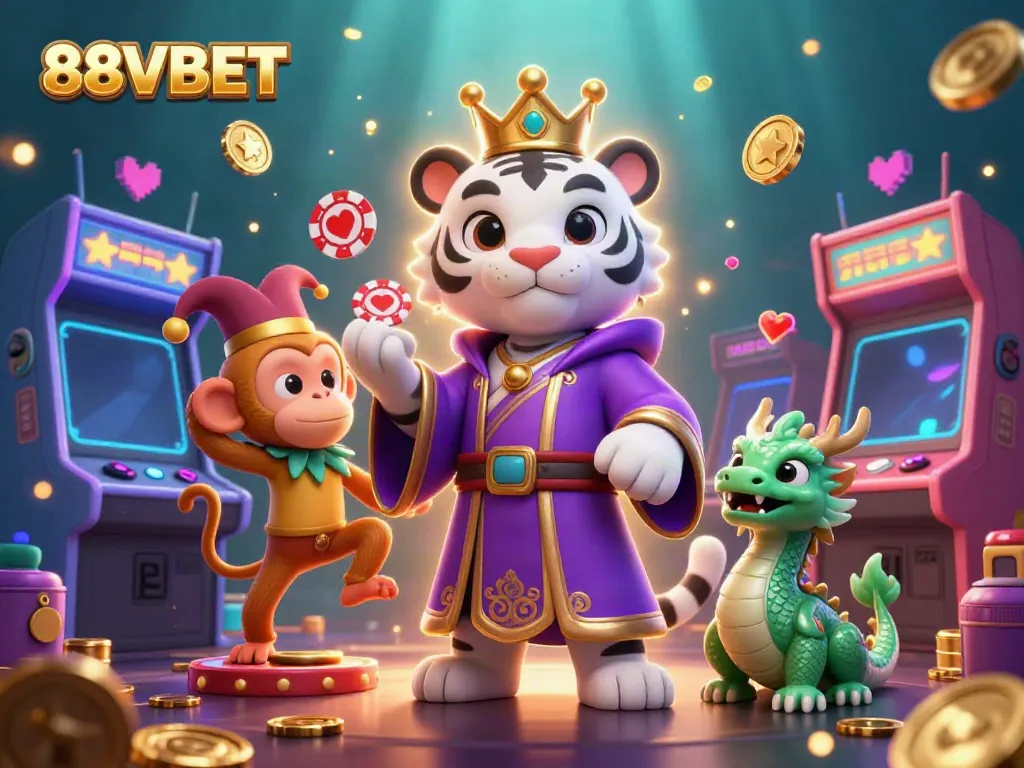 Experience excitement at 88VBET with vibrant characters in a dynamic casino scene.